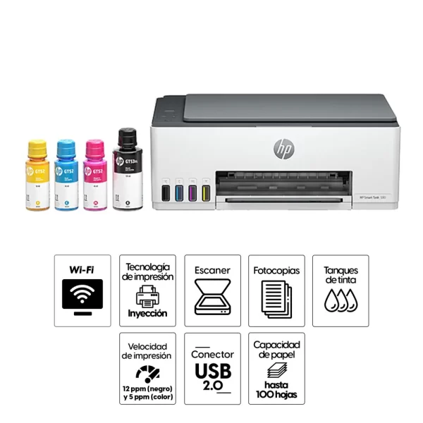 Impresora MF HP Smart Tank 580 WiFi-USB - Imagen 2